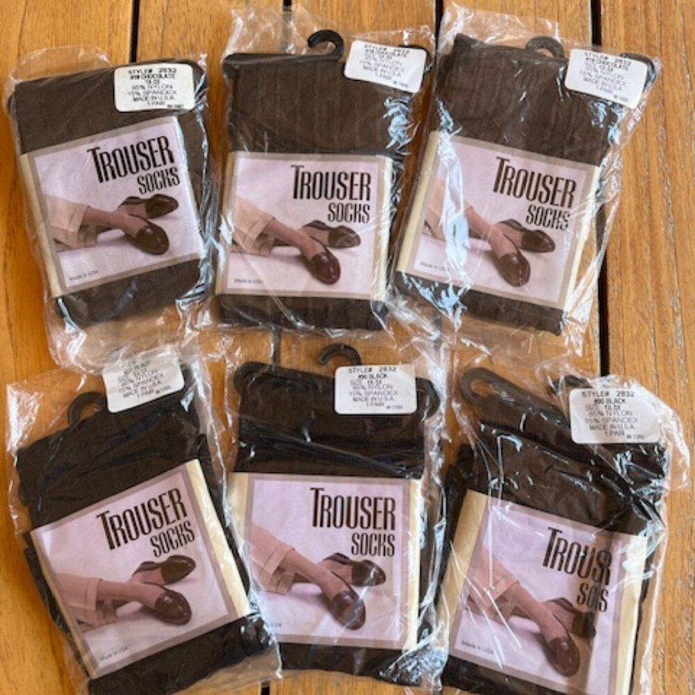 NWT BUNDLE OF 6 Plus Size Trouser Socks Black and Brown 1X-3X